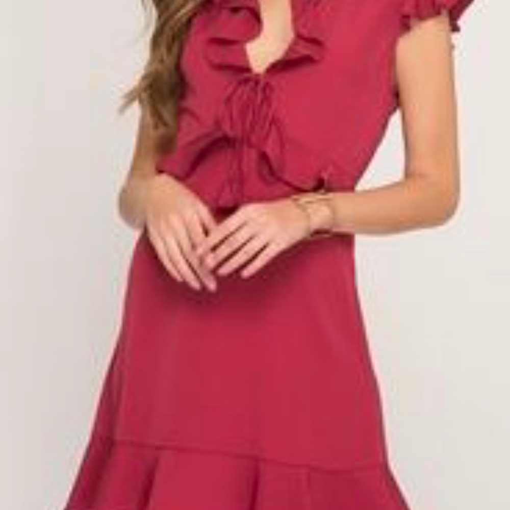 Ruffle Dress  with keyhole opening on Front